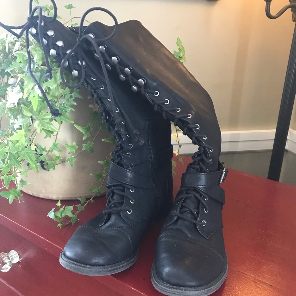 Target brand black lace-up boots